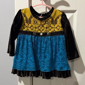 Brown and Blue Velvet Dress